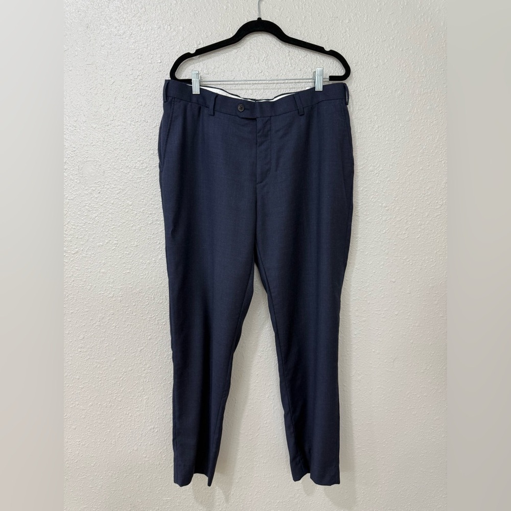 SUITSUPPLY Brescia Men Trousers 42R Navy Blue Pure Wool Pleated Classic Formal